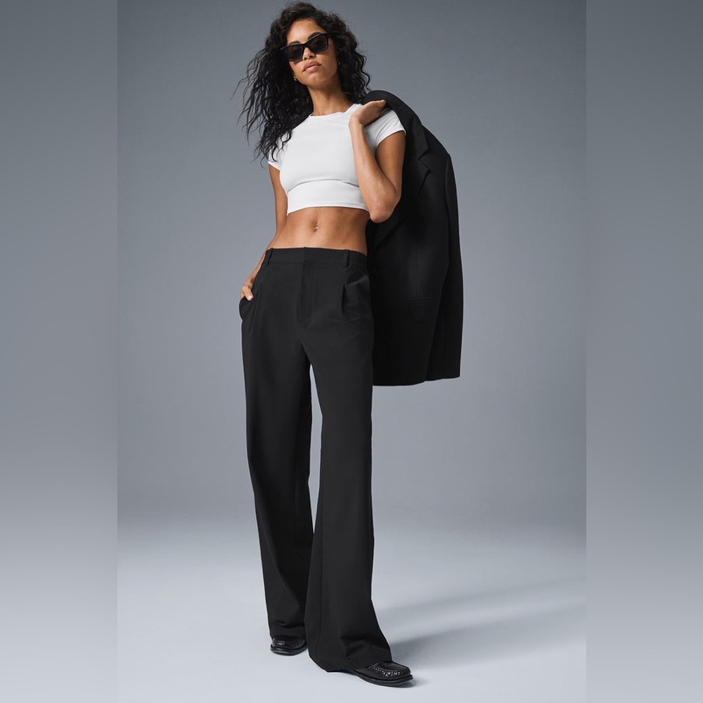 ALO Yoga Black Wide-Leg High-Rise Pants